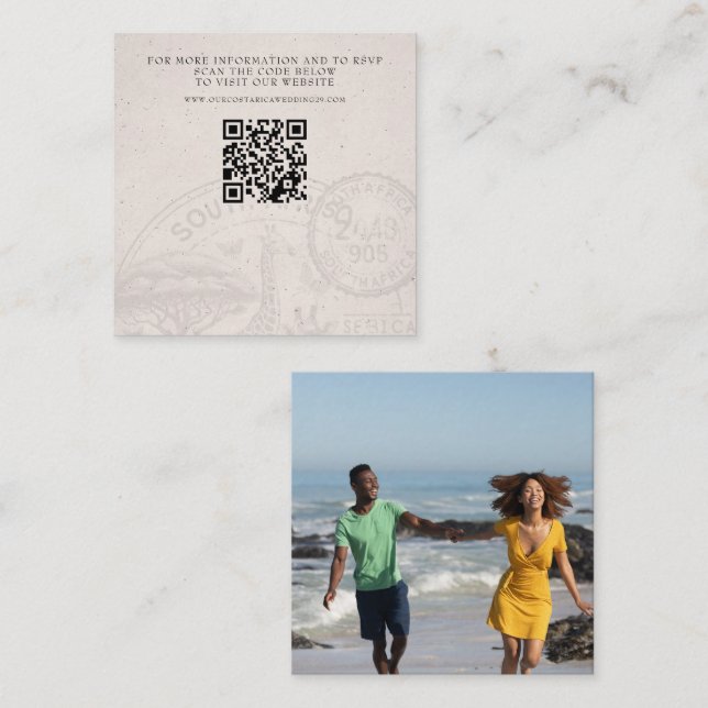 Tarjeta De Recepción Boda de Pasaportes de Sudáfrica QR (Anverso / Reverso)