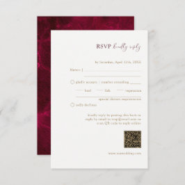 Tarjeta De Recepción Boda de Pasión Borgoña Código QR RSVP