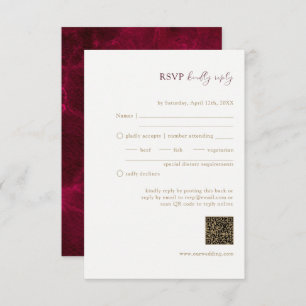 Tarjeta De Recepción Boda de Pasión Borgoña Código QR RSVP