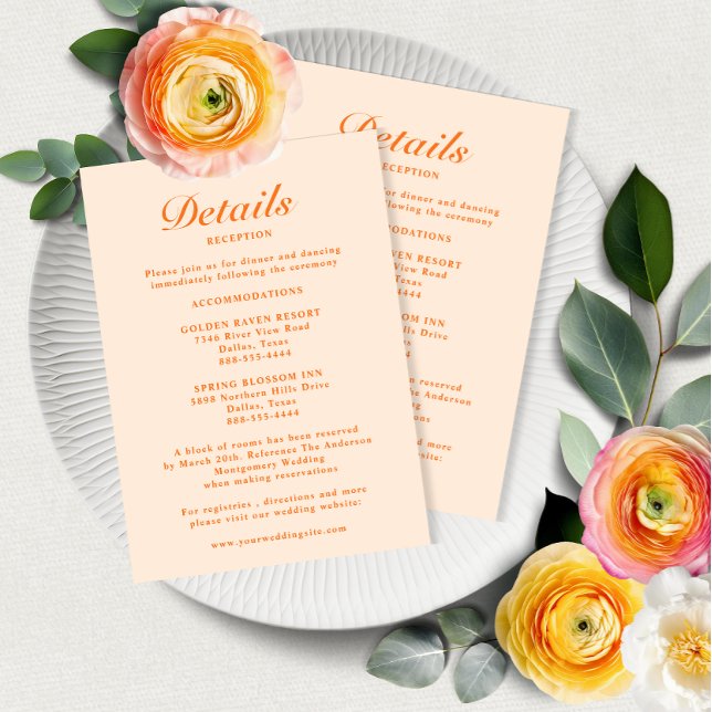 Tarjeta De Recepción Boda de Patel Peach simple y elegante (Subido por el creador)