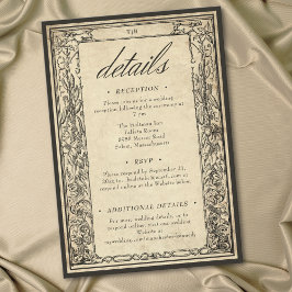 Tarjeta De Recepción Boda de Pergamino de Borde Gótico Medieval Vintage
