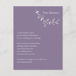 Tarjeta De Recepción Boda de pergamino Dusty Purple Details
