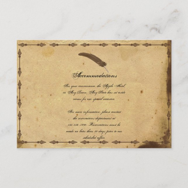 Tarjeta De Recepción Boda de pergamino elegante antiguo (Anverso)