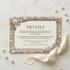 Tarjeta De Recepción Boda de Perlas Elegantes