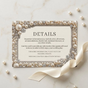 Tarjeta De Recepción Boda de Perlas Elegantes