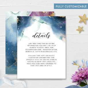 Tarjeta De Recepción Boda de Personalizable completo detalles celestes