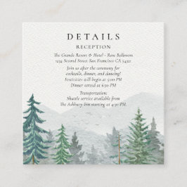 Tarjeta De Recepción Boda de pinos verdes de montaña de acuarela rusa