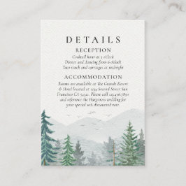 Tarjeta De Recepción Boda de pinos verdes de montaña de acuarela rusa