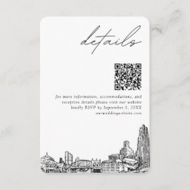 Tarjeta De Recepción Boda de Pittsburgh Detalles modernos Código QR