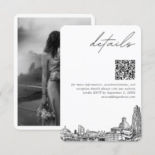 Tarjeta De Recepción Boda de Pittsburgh Detalles modernos Código QR