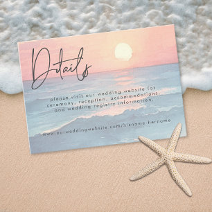Tarjeta De Recepción Boda de playa al atardecer con acuarela moderna