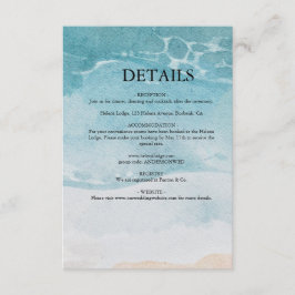 Tarjeta De Recepción Boda de playa azul de verano