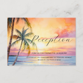 Tarjeta De Recepción Boda de playa de destino Sunset