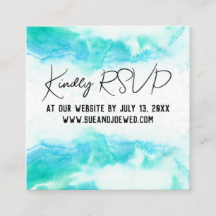 Tarjeta De Recepción Boda de playa Olas Azules Mini Sitio Web Ca