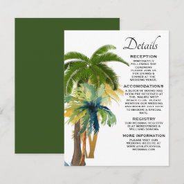 Tarjeta De Recepción Boda de Playa Palm Tree
