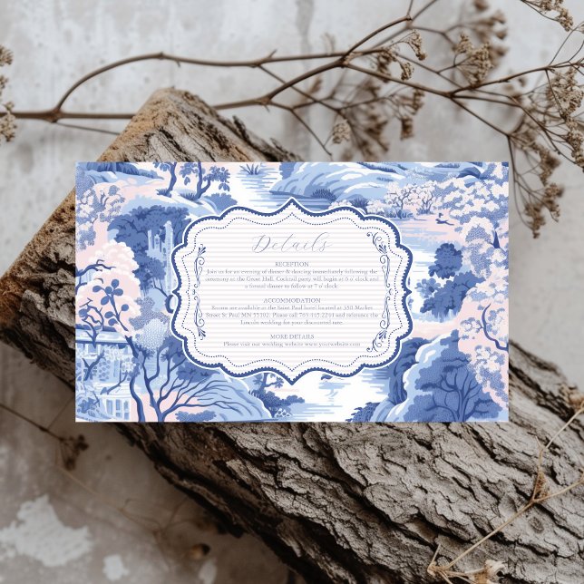 Tarjeta De Recepción Boda de porcelana floral Chinoiserie Blue White (Subido por el creador)