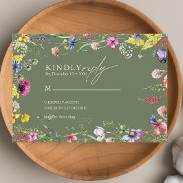 Tarjeta De Recepción Boda de primavera boho chic flor silvestre colorid