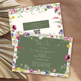 Tarjeta De Recepción Boda de primavera boho chic flor silvestre colorid