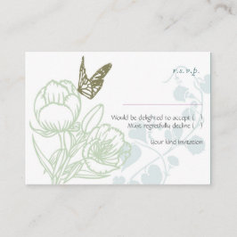 Tarjeta De Recepción Boda de primavera con flora y mariposa ilustrada