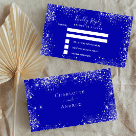 Tarjeta De Recepción Boda de purpurina de plata azul real RSVP