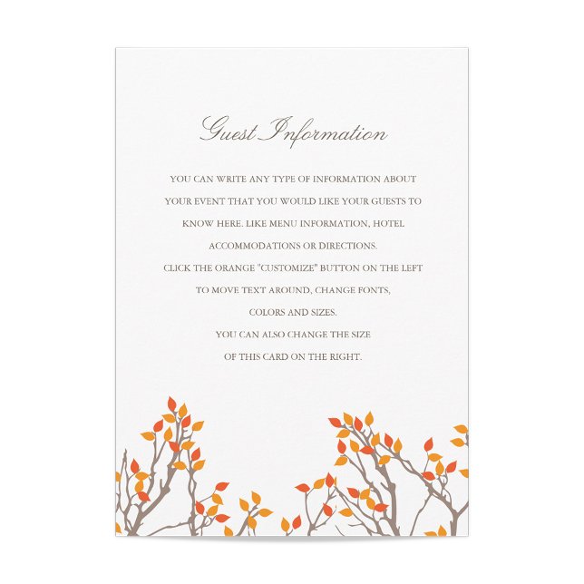 Tarjeta De Recepción Boda de ramas bellas Insertar (Subido por el creador)