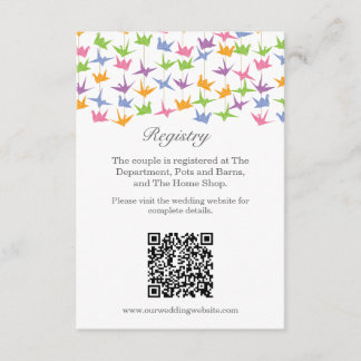 Tarjeta De Recepción boda de ranas de papel de 1000 Origami colgante