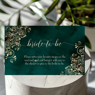 Tarjeta De Recepción Boda de remolinos de oro verde esmeralda