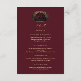Tarjeta De Recepción Boda de Romance Gótico Oscuro Burdeos con Foto Per