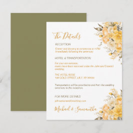 Tarjeta De Recepción Boda de Rosa Amarilla e Ivory Elegante