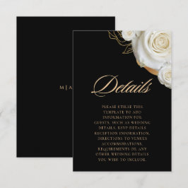 Tarjeta De Recepción Boda de Rosa Negra y Blanca Floral Chic Moderna