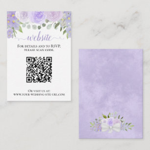 Tarjeta De Recepción Boda de Rosas de Lavanda Rústica Código QR