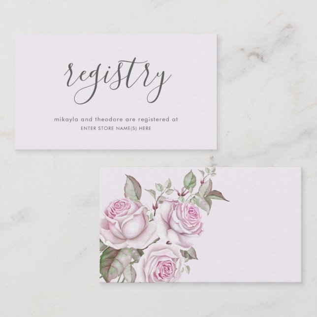 Tarjeta De Recepción Boda de Rosas morados (Anverso / Reverso)