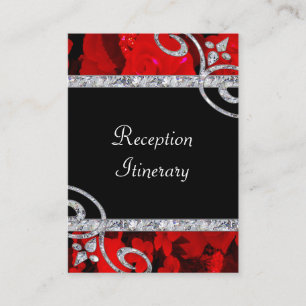 Tarjeta De Recepción Boda de Rosas Rojas y Rosas de Diamantes