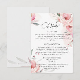Tarjeta De Recepción Boda de rosas rosadas de color de agua