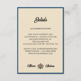 Tarjeta De Recepción Boda de Rosemaling Noruego | Detalles Adjuntos