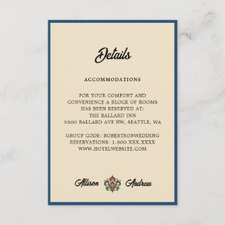 Tarjeta De Recepción Boda de Rosemaling Noruego | Detalles Adjuntos