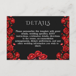 Tarjeta De Recepción Boda de Roses Rojas de Detalles