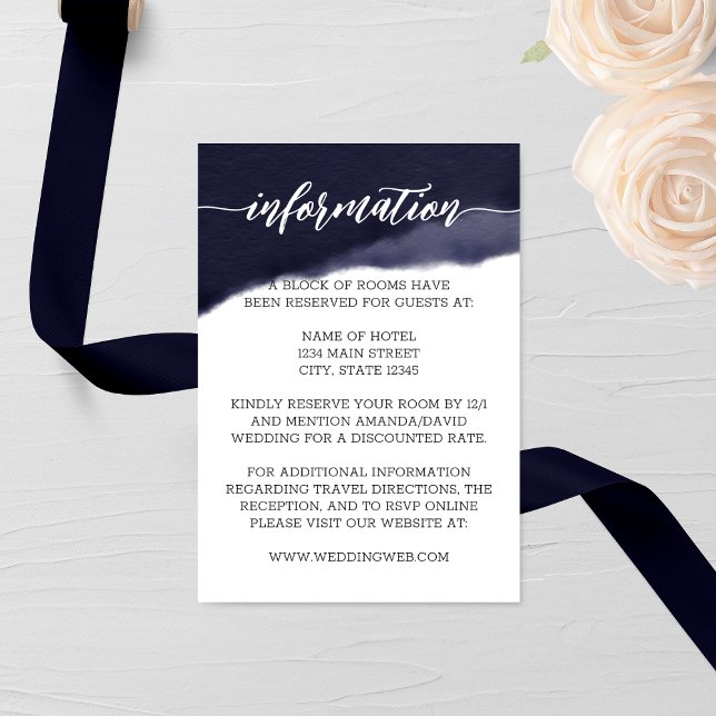 Tarjeta De Recepción Boda de salto de pincel de acuarela de la marina (Subido por el creador)