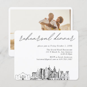 Tarjeta De Recepción Boda de San Antonio Cena elegante de ensayo