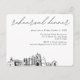 Tarjeta De Recepción Boda de San Diego Cena elegante de ensayo