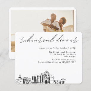 Tarjeta De Recepción Boda de San Diego Cena elegante de ensayo