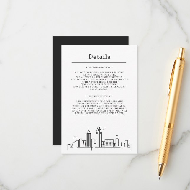 Tarjeta De Recepción Boda de San Diego | Detalles del invitado (Anverso/Reverso In Situ)