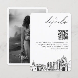 Tarjeta De Recepción Boda de San Diego Detalles Modernos Código QR