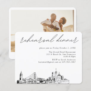 Tarjeta De Recepción Boda de San Francisco Cena elegante de ensayo