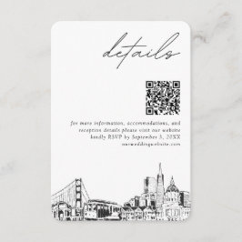 Tarjeta De Recepción Boda de San Francisco Detalles Modernos Código QR