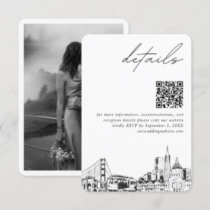 Tarjeta De Recepción Boda de San Francisco Detalles Modernos Código QR