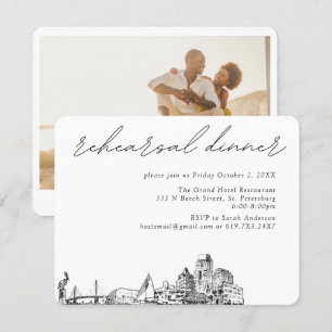 Tarjeta De Recepción Boda de San Petersburgo elegante cena de ensayo