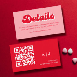 Tarjeta De Recepción Boda de San Valentín Roja y Rosa