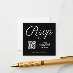 Tarjeta De Recepción Boda de script de Moda de código QR