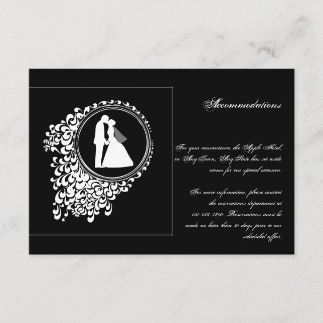 Tarjeta De Recepción Boda de silueta romántica moderna Insertar (Anverso)